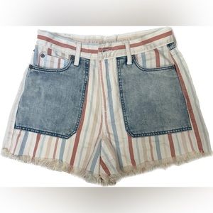 New never worn, fun pastel striped jean shorts (US 4)